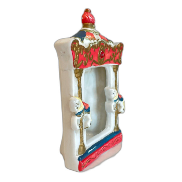 Vintage Porcelain Circus Theme Picture Frame w/Big Top & Carousel Horses 5.5" - Picture 5 of 10